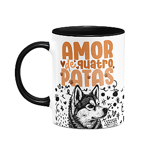 Caneca - Amor de quatro patas - Husky - B-black
