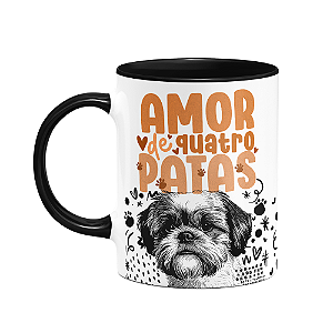 Caneca - Amor de quatro patas - Shih tzu - B-black
