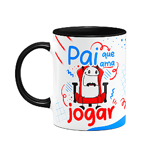 Caneca Flork Pais - Que ama jogar vídeo game - B-black