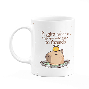 Caneca Divertida Capivaras - Respira fundo