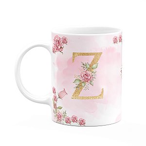 Caneca Floral Mães - Inicial do nome letra Z - 325ml