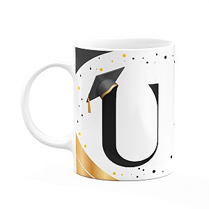 Caneca de Formatura - Inicial do nome letra U - 325ml