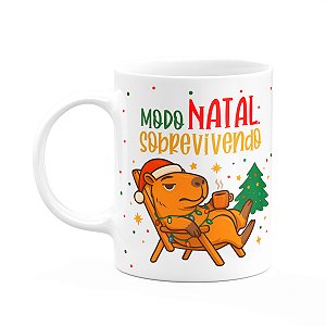 Caneca Natal e Capivaras - Modo natal, sobrevivendo