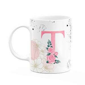 Caneca Motivação - com inicial do nome letra T - 325ml