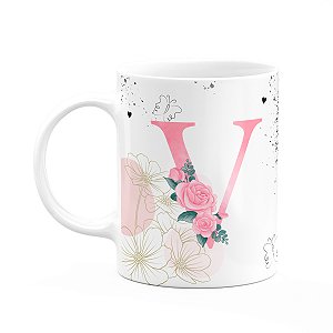 Caneca Motivação - com inicial do nome letra V - 325ml