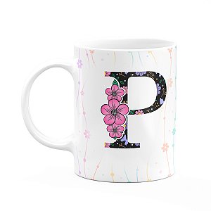 Caneca Today - com inicial do nome letra P - 325ml