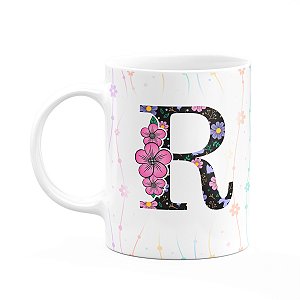 Caneca Today - com inicial do nome letra R - 325ml