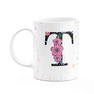 Caneca Today - com inicial do nome letra T - 325ml