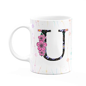 Caneca Today - com inicial do nome letra U - 325ml