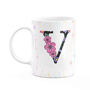 Caneca Today - com inicial do nome letra V - 325ml