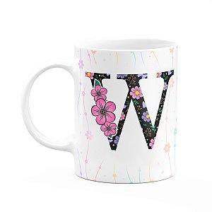 Caneca Today - com inicial do nome letra W - 325ml