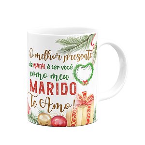 Caneca Natal Família - Feliz natal Marido - 325ml