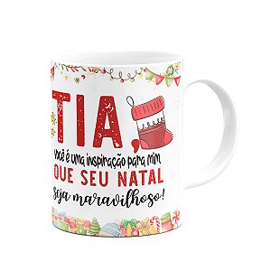 Caneca Natal Família - Feliz natal Tia - 325ml