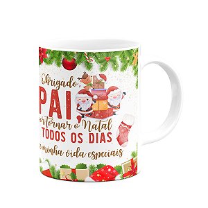 Caneca Natal Família - Feliz natal Pai - 325ml