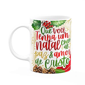 Caneca Natal de Jesus - Paz e amor de Cristo - 325ml branca