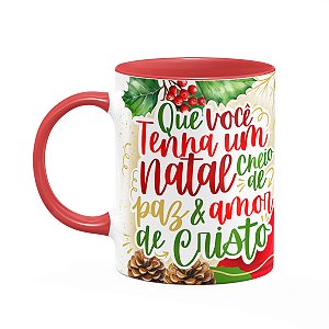 Caneca Natal de Jesus - Paz e amor de Cristo - 325ml b-red