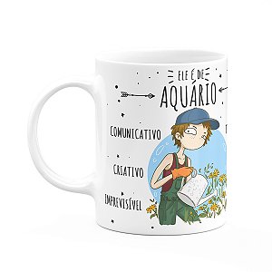 Caneca Signos Cartoon - Ele é de Aquário - 325ml