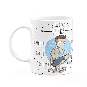 Caneca Signos Cartoon - Ele é de Libra - 325ml
