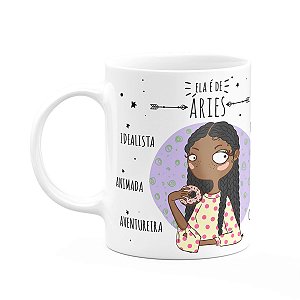 Caneca Signos Cartoon - Ela é de Áries - M2 - 325ml