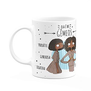Caneca Signos Cartoon - Ela é de Gêmeos - M2 - 325ml