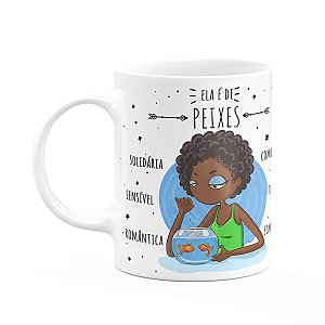 Caneca Signos Cartoon - Ela é de Peixes - M2 - 325ml