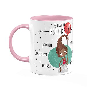 Caneca Signos Cartoon - Ela é de Escorpião - B-pink - M2