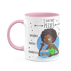 Caneca Signos Cartoon - Ela é de Peixes - B-pink - M2