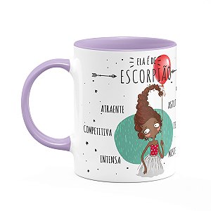 Caneca Signos Cartoon - Ela é de Escorpião - B-lilac - M2