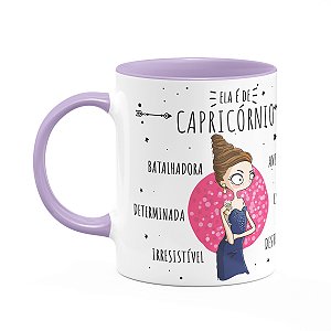 Caneca Signos Cartoon - Ela é de Capricórnio - B-lilac