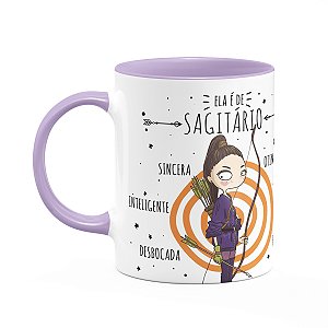 Caneca Signos Cartoon - Ela é de Sagitário - B-lilac
