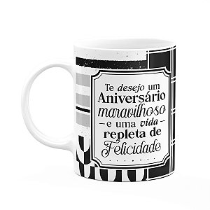 Caneca Aniversário - Vida repleta de felicidade