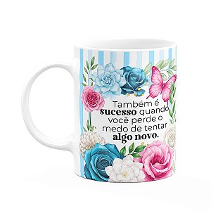 Caneca Floral Positividade - Também é Sucesso