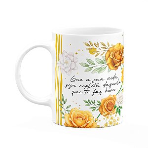 Caneca Floral Positividade - O que te faz bem