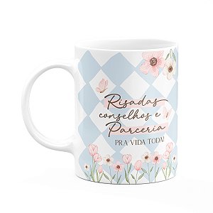 Caneca Laços Amizade - Risadas Conselhos e Parceria