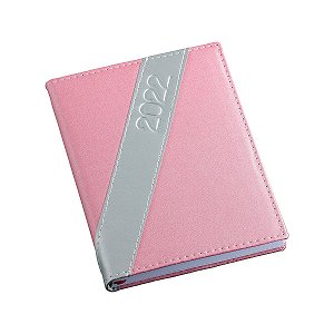 Agenda diária com capa metalizado rosa personalizada - Cód.: 185LQ