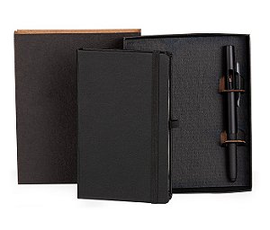 Kit caderneta para anotações sem pauta e caneta preta personalizados - Cód.: LE31731SM
