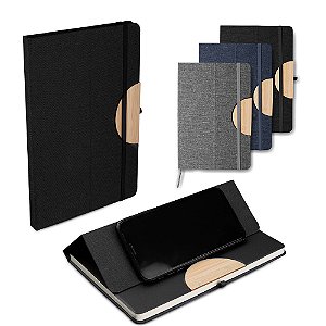 Caderno A5 Capa em RPET e detalhe em Bambu - Cód.: CAD140