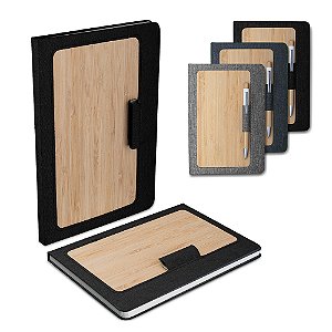 Caderno A5 Capa em RPET e Bambu - Cód.: CAD160