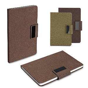 Caderno A5 em PU e fibra de café ou chá - Cód.: CAD440