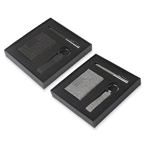 Kit Escritório Porta Cartão, Chaveiro e Caneta Metálica - Cód.: CJ150