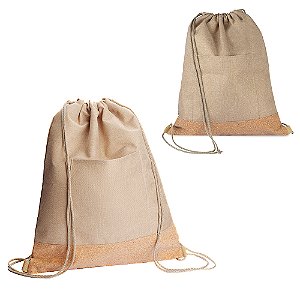Sacola/Mochila em Poliéster 600D e Cortiça (34x38cm) - Cód.: BP0004P