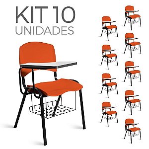 Cadeira Plástica Universitária Kit 10 A/E Laranja Lara