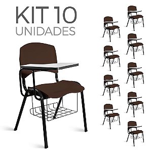 Cadeira Plástica Universitária Kit 10 A/E Marrom Lara