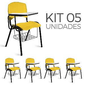 Cadeira Plástica Universitária Kit 5 A/E Amarelo Lara