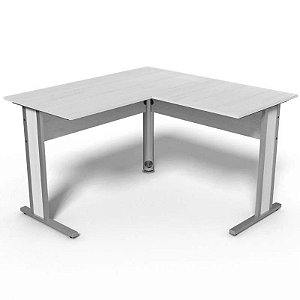 Mesa de Escritório em L Canto Reto com Tampo de 15mm Lux MV241