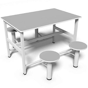Mesa Refeitório 4 Lugares Retráteis com Tampo de 18mm MV313