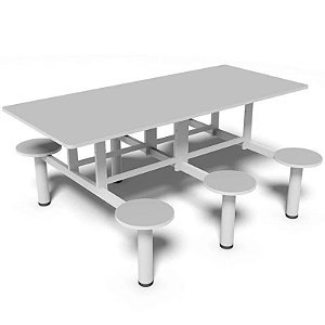 Mesa Refeitório 6 Lugares Fixos com Tampo de 18mm MV315