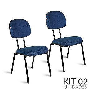 Cadeira Secretária Pé Palito Kit 2 Tecido Azul