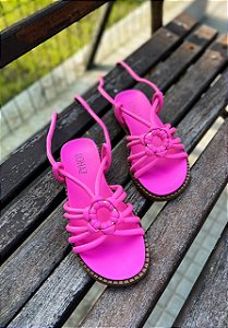 Sandália Rasteira Amarração Lohaz Pink