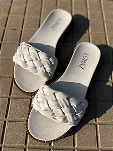 Tamanco Rasteira Tiras Trançadas Lohaz Off White